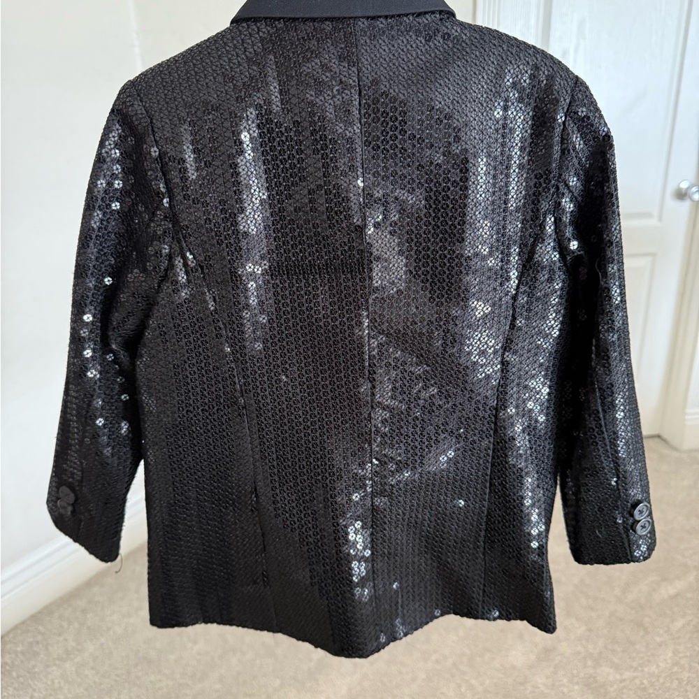 Black Sequin Boys' Blazer - Stylish Party Jacket - Picture 2 of 6